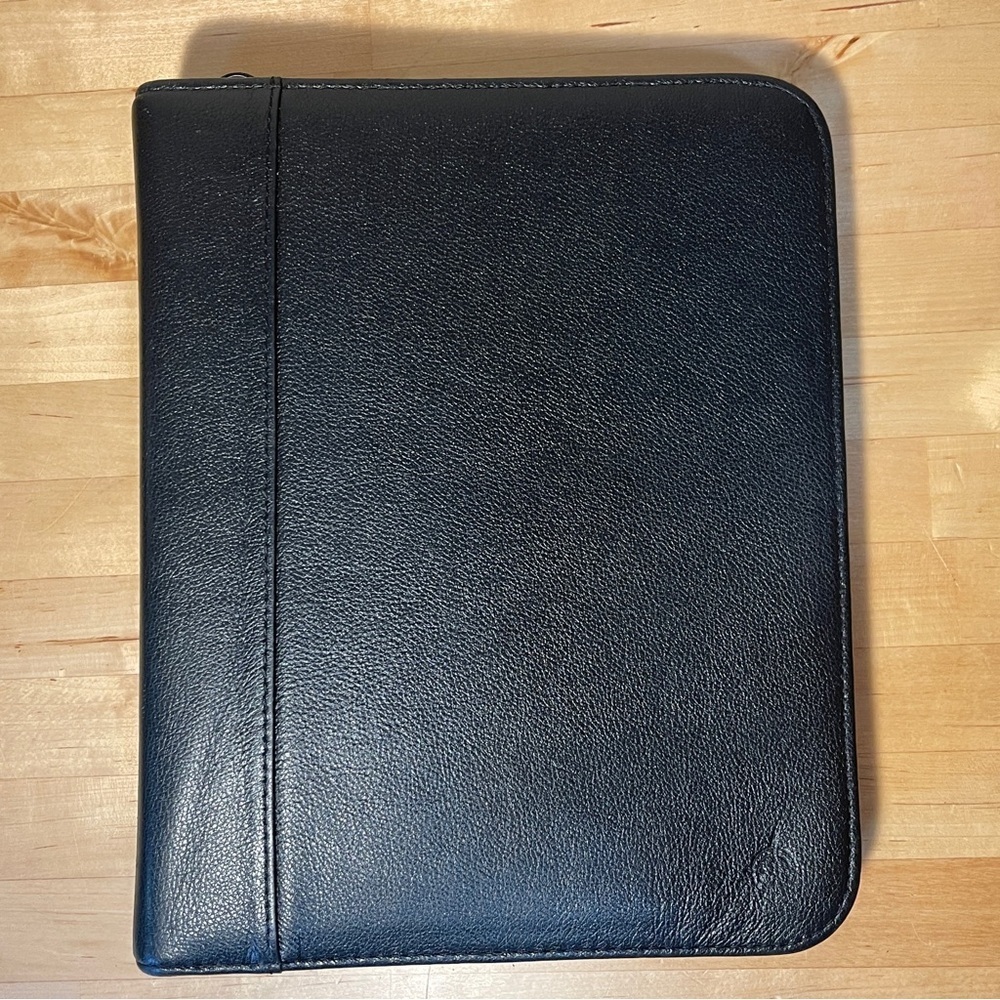 Franklin Covey Vintage Full Grain Leather Zip Around Planner Binder Organizer